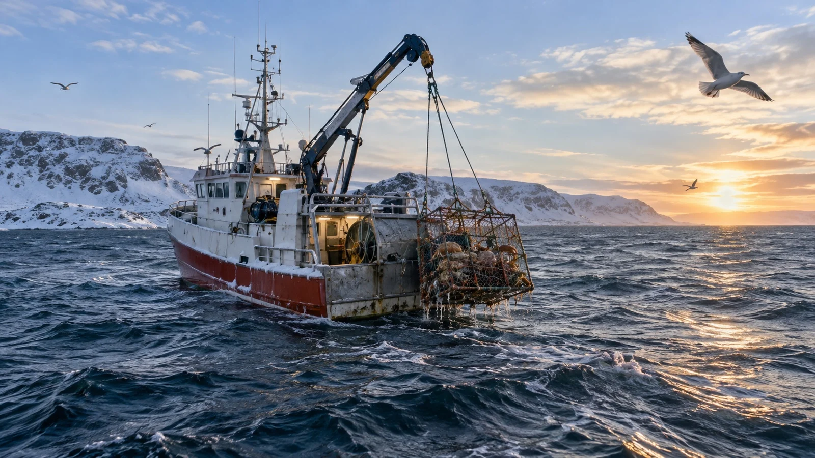 King crab fishing boat on Barents Sea