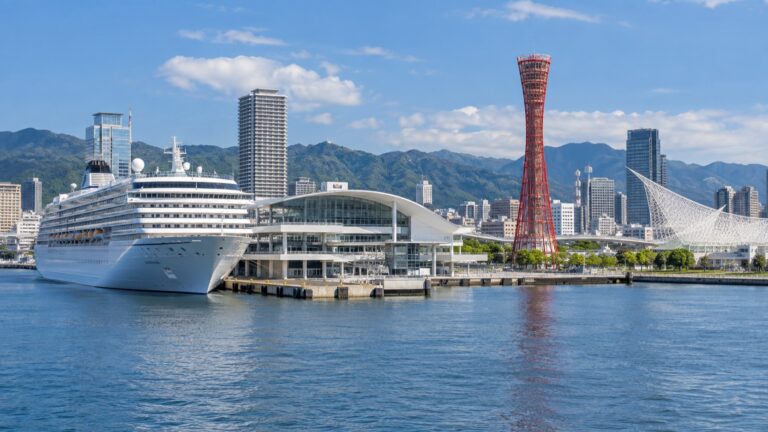 Cruise ship at Kobe Naka Pier beside Port Tower