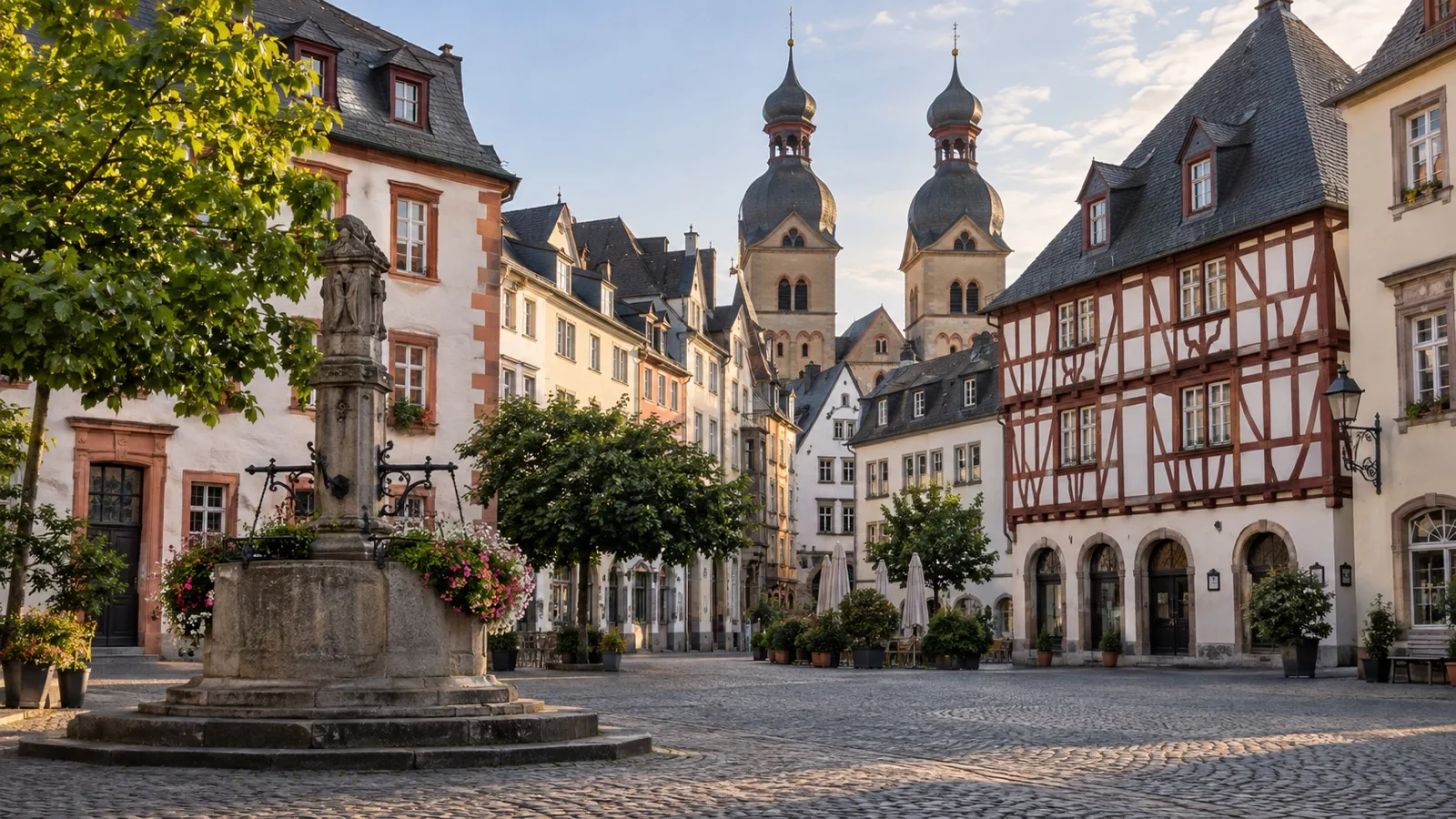 Koblenz old town streets near river cruise port