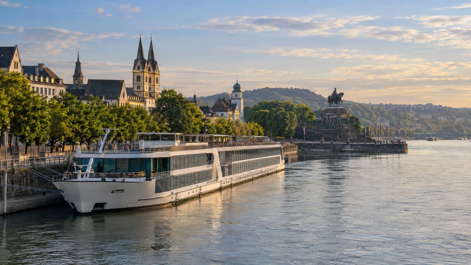 River cruise ship at Koblenz Rhine waterfront