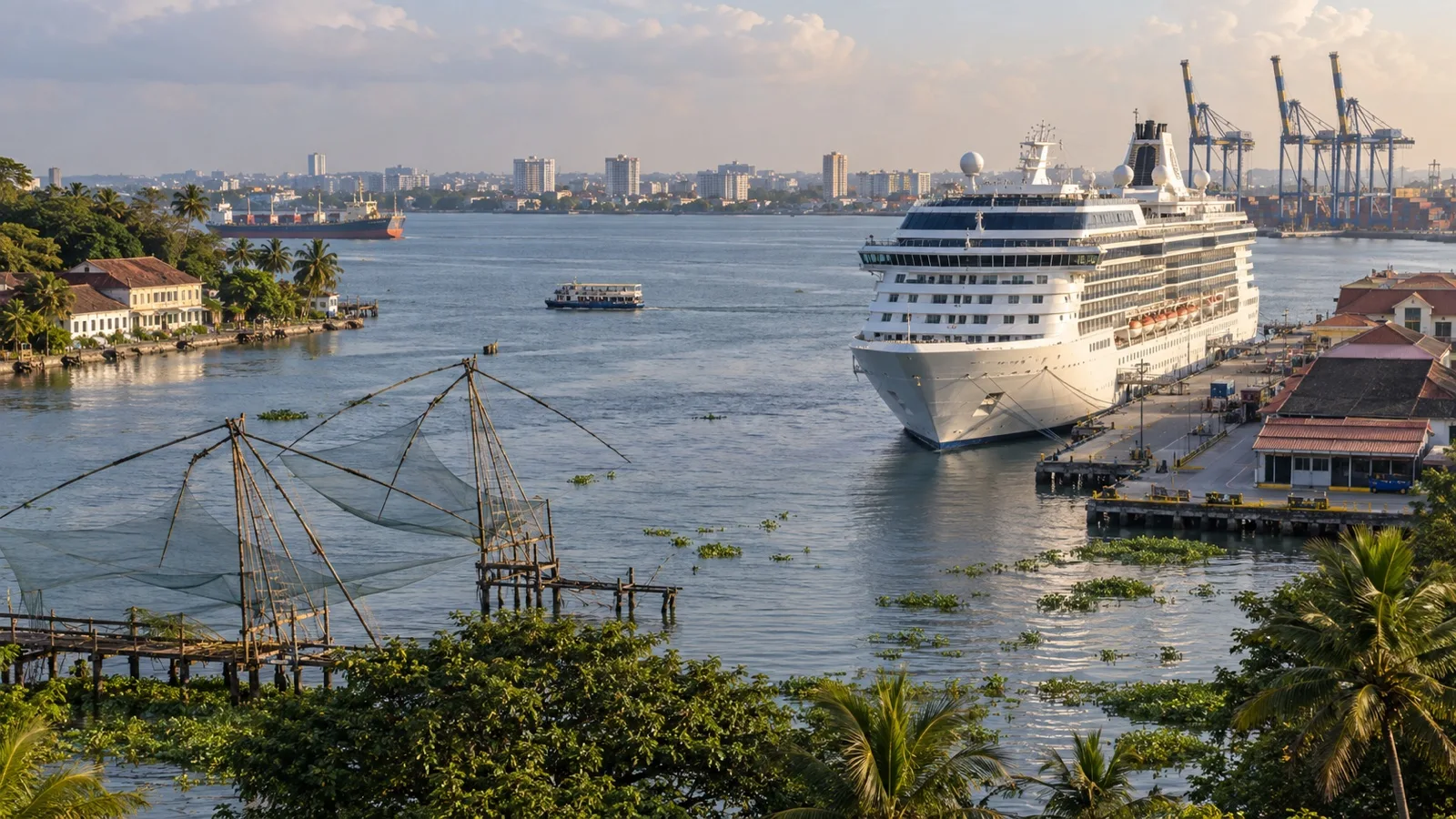 Cruise ship at Willingdon Island terminal in Kochi