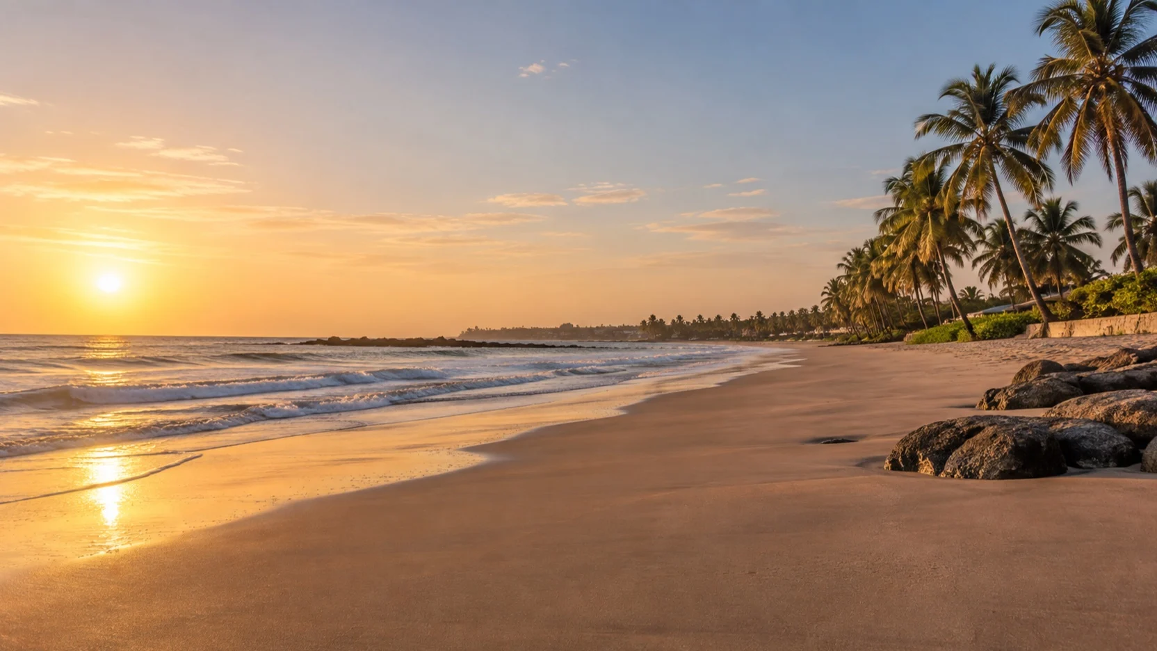Empty Atlantic beach at Kololi near Senegambia