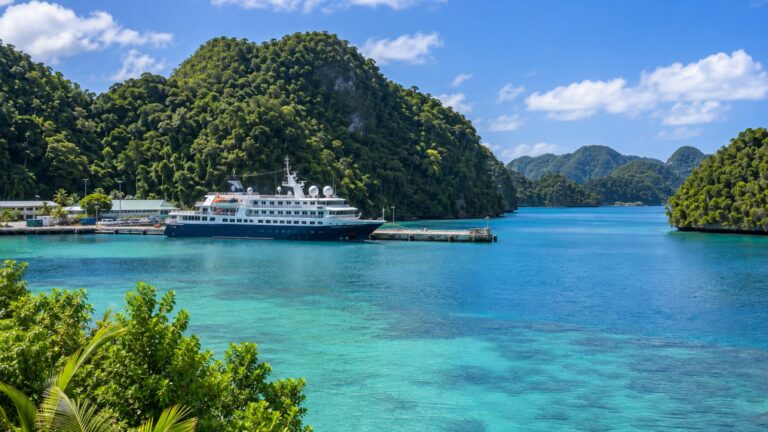 Small cruise ship at Malakal Harbor in Palau