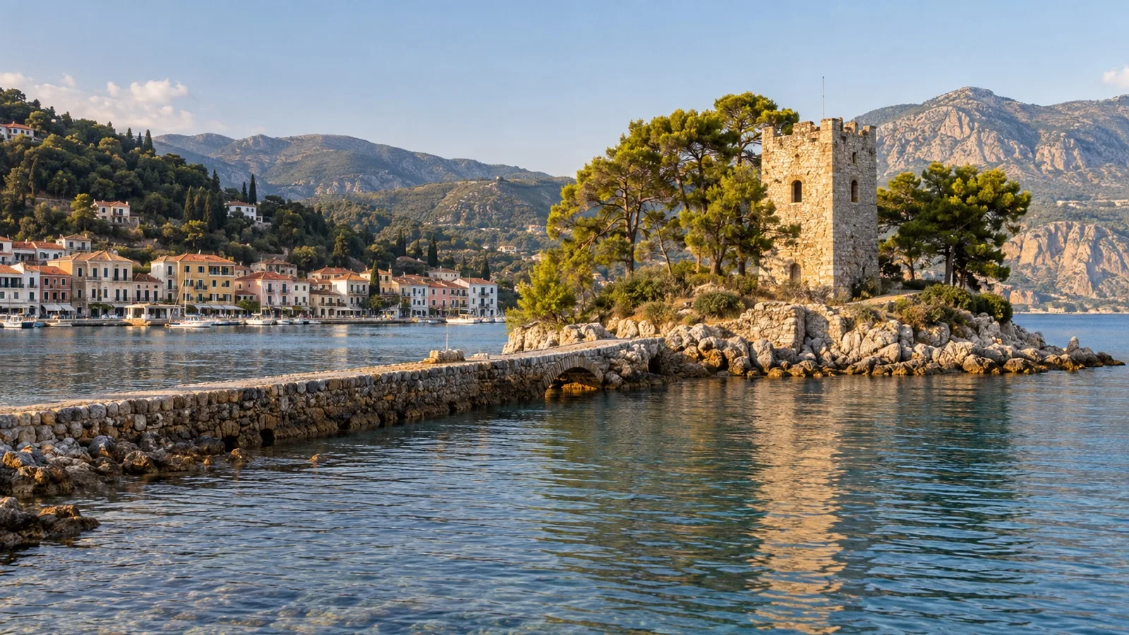 Stone Tzannetakis Tower on Kranai islet near Gythion
