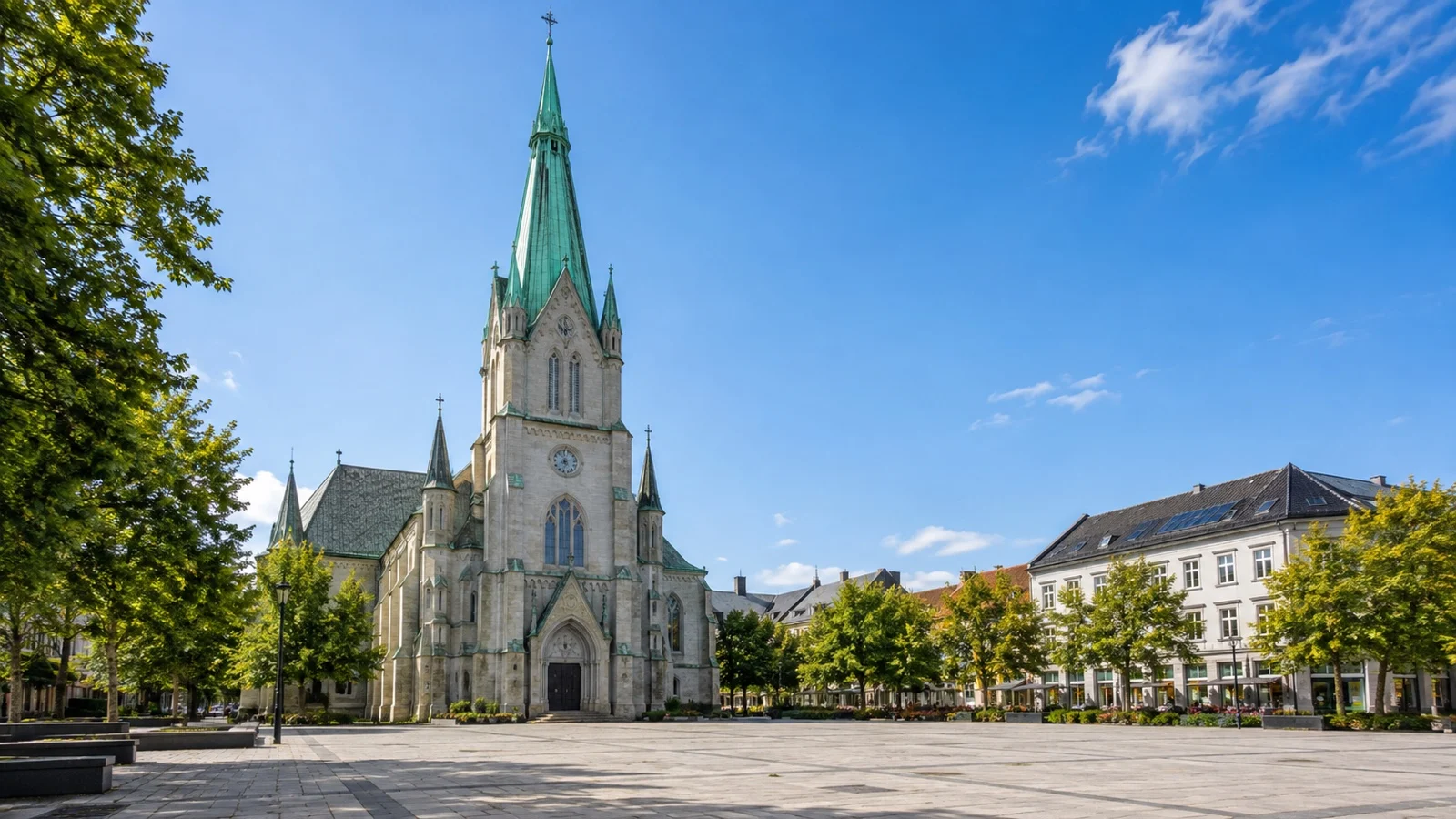 Kristiansand Cathedral overlooking the central Torvet square