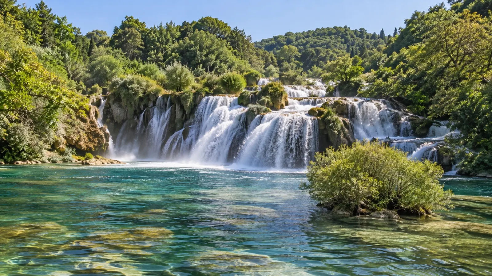 Krka National Park waterfalls amid Croatian forest