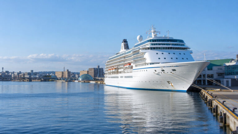 Cruise ship at Kushiro Port on Japan's Pacific coast