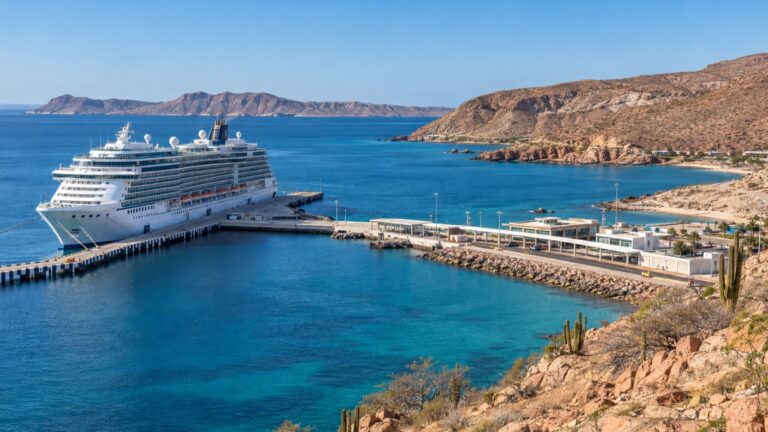 A cruise ship at Pichilingue terminal on the Sea of Cortez near La Paz