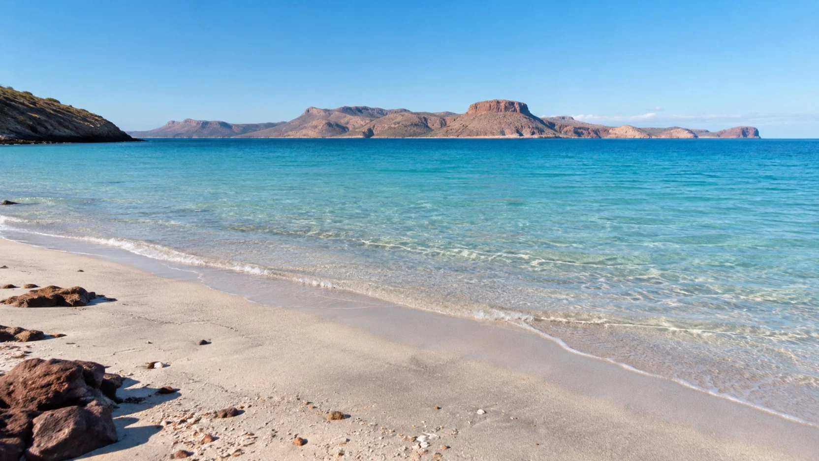 Sandy Playa El Tecolote facing the Sea of Cortez near La Paz