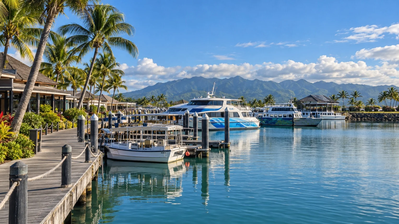 Island tour boats departing from Port Denarau Marina