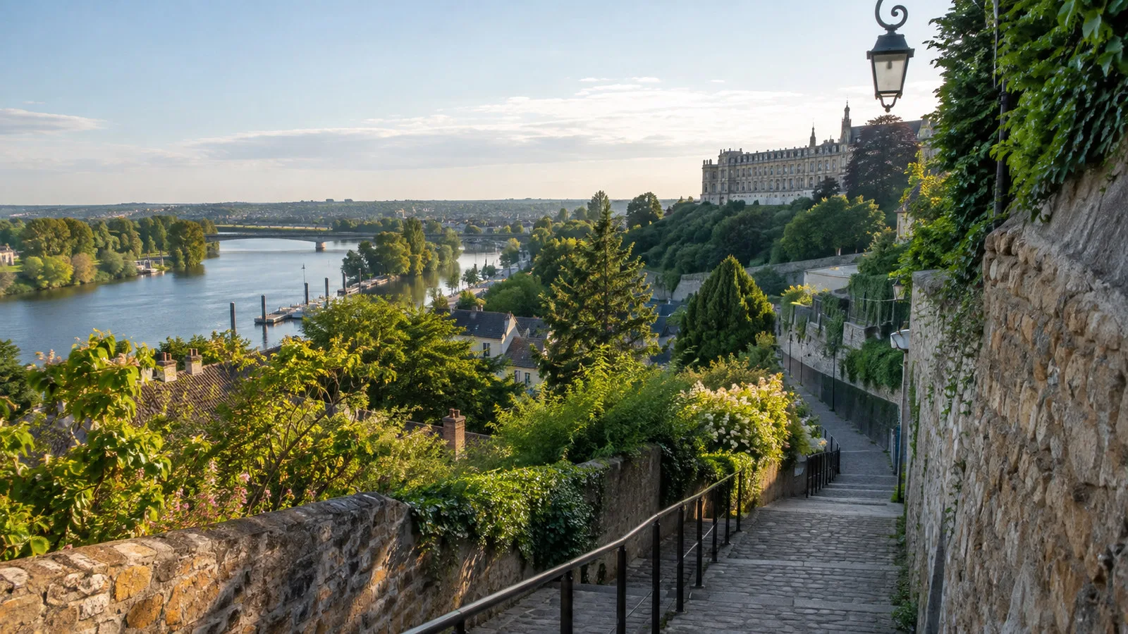 Hillside path and stairway connecting Le Pecq with Saint-Germain-en-Laye