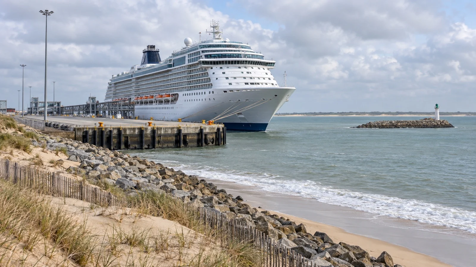 Cruise ship at Le Verdon berth near the Gironde estuary