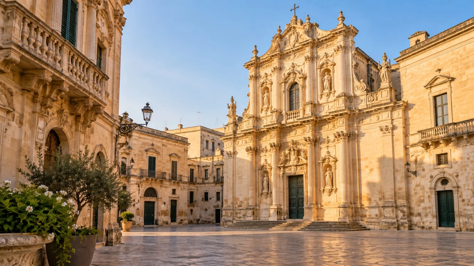 Ornate Baroque limestone church in Lecce Apulia
