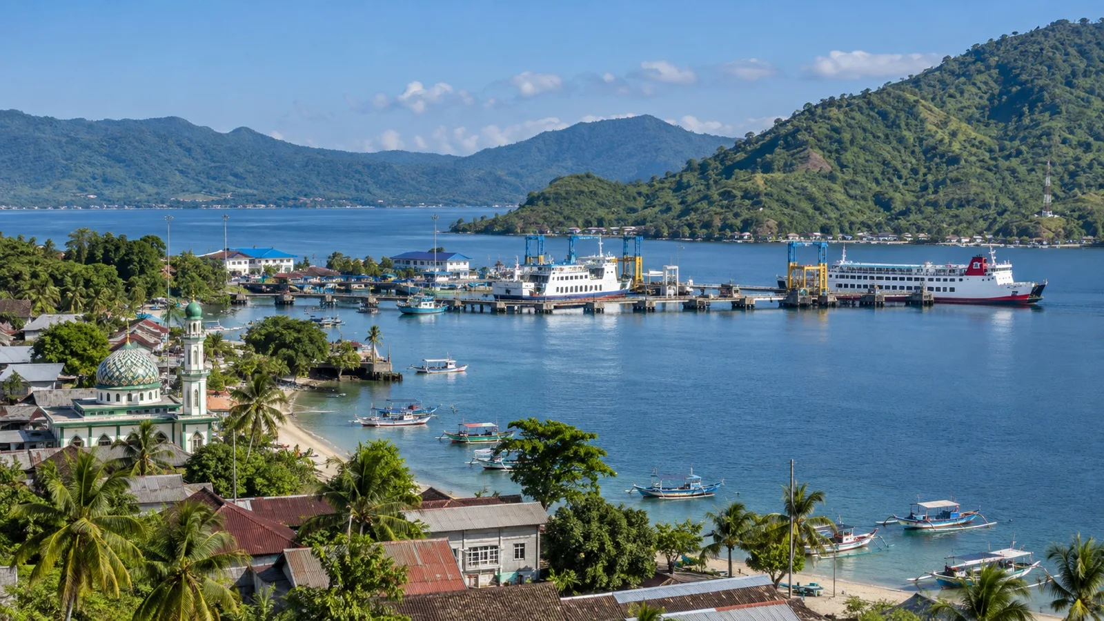 Working harbor and fishing boats at Lembar Lombok