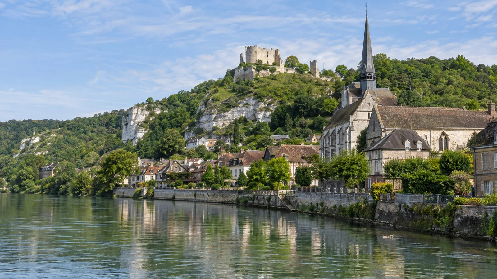 Petit-Andely riverside streets and church