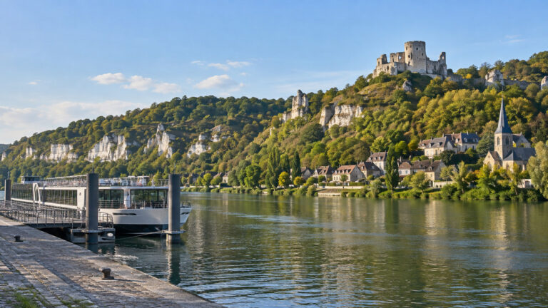 Seine river cruise quay at Petit-Andely