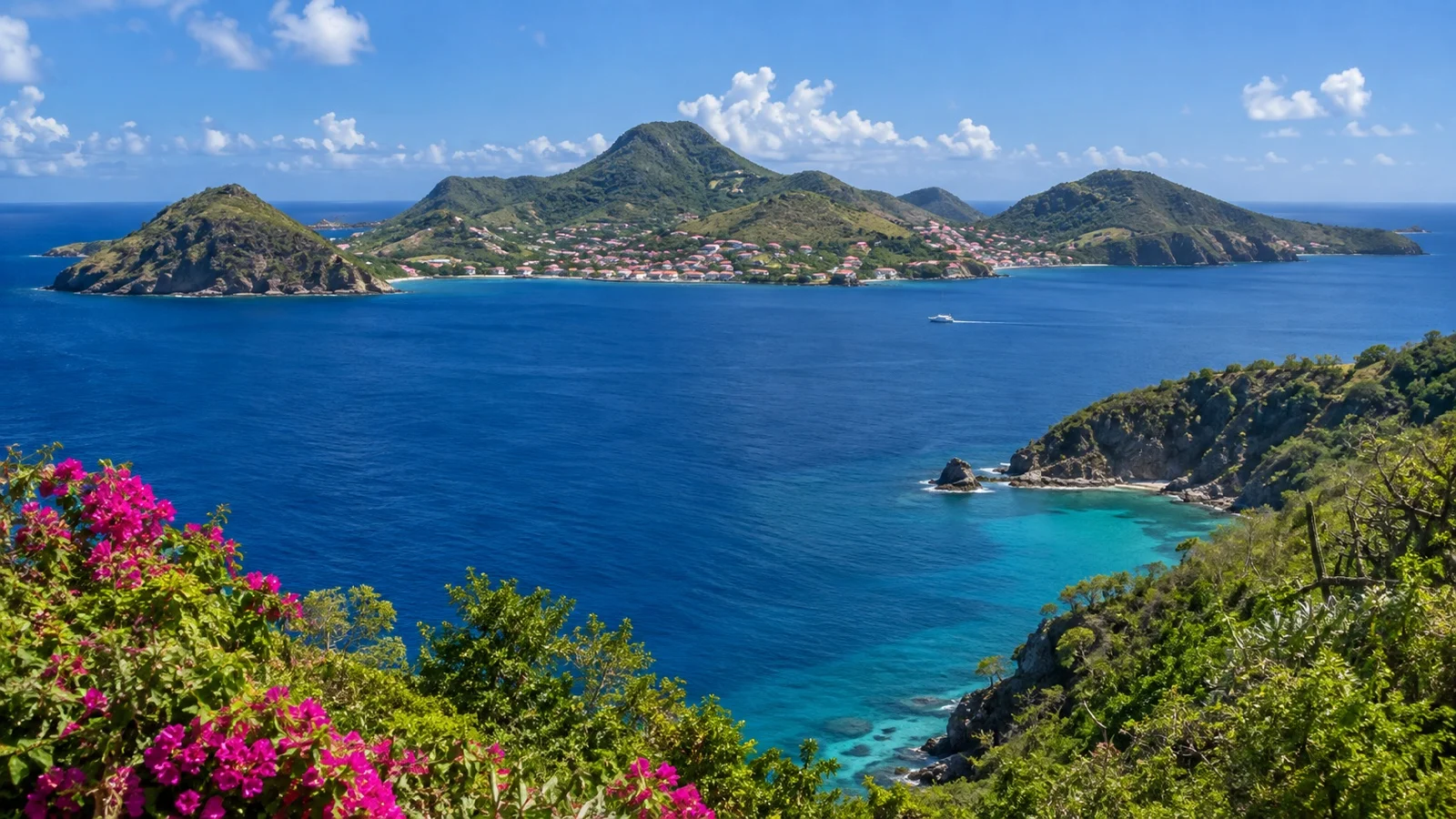 Terre-de-Bas across the blue channels of Les Saintes