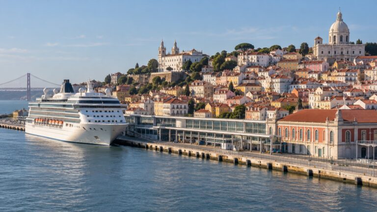 Cruise ship at Lisbon's Santa Apolónia waterfront
