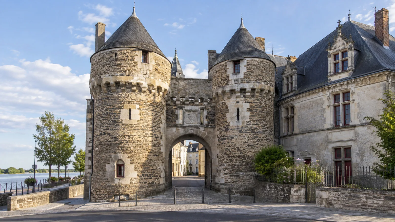 Historic Château d’Ancenis entrance gatehouse near the Loire