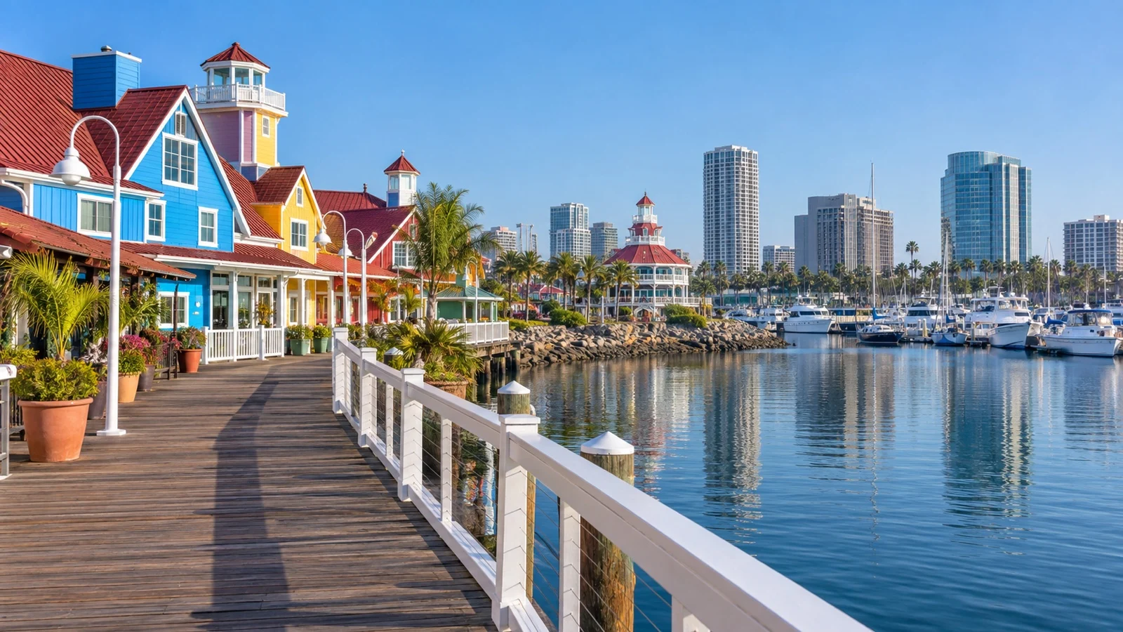 Shoreline Village and Long Beach waterfront