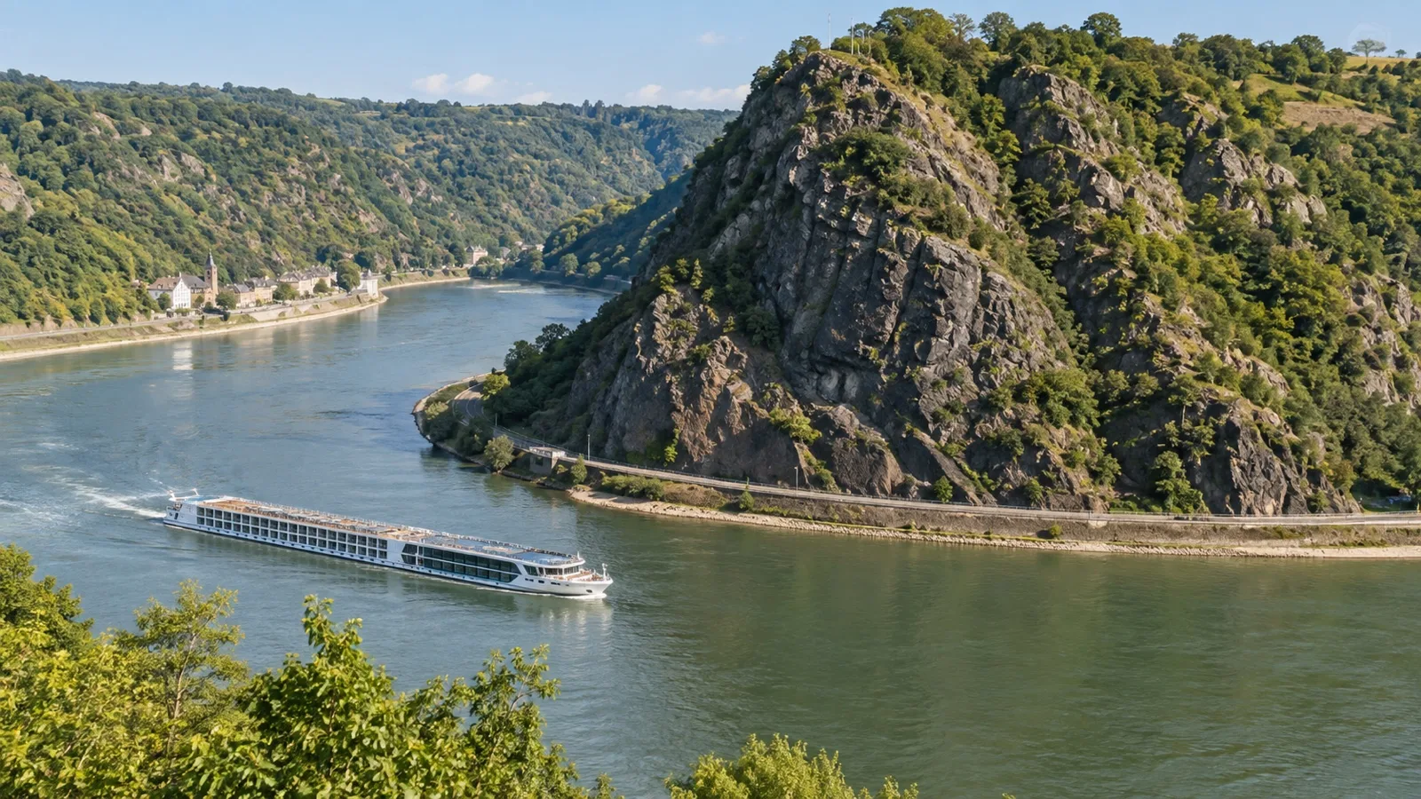 Lorelei rock and Rhine river bend