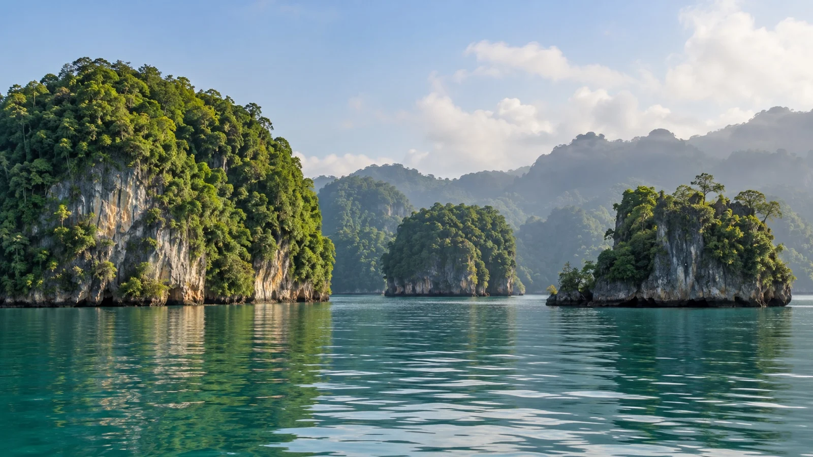Limestone karst islands and mangroves in Los Haitises National Park
