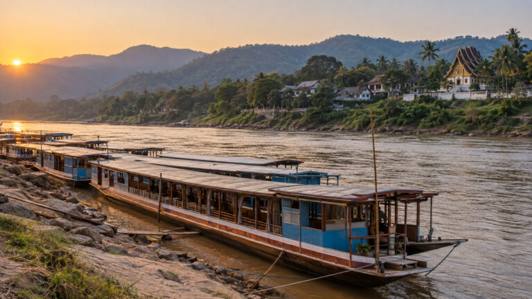 Passenger boats at the Luang Prabang Mekong landing