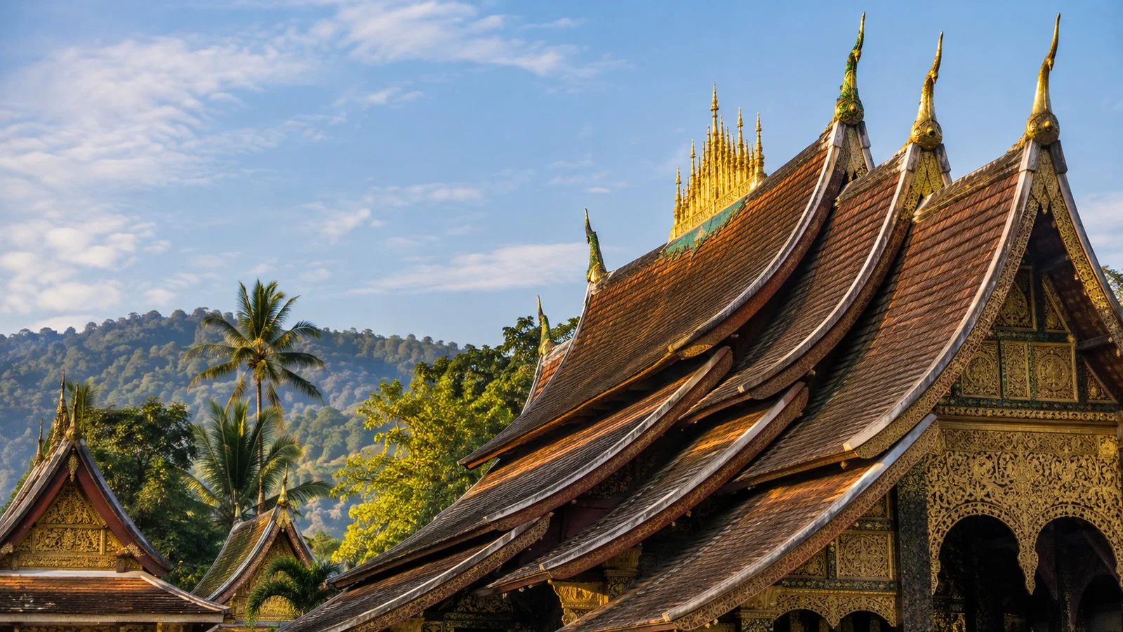 Wat Xieng Thong temple roofs in Luang Prabang