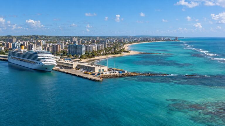 Cruise ship at Maceió beside Brazil’s turquoise coast