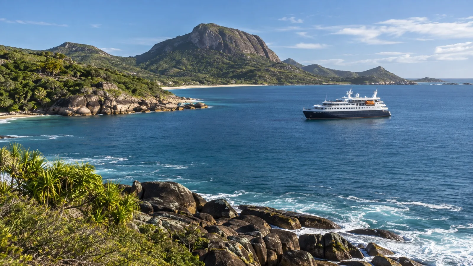Cruise ship off Taolagnaro Fort Dauphin