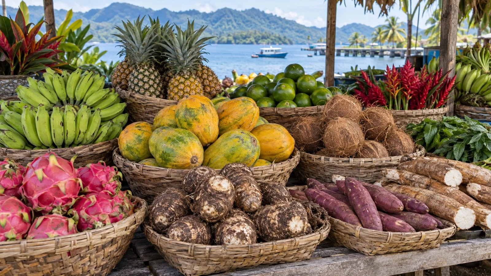 Tropical produce at a Madang market stall