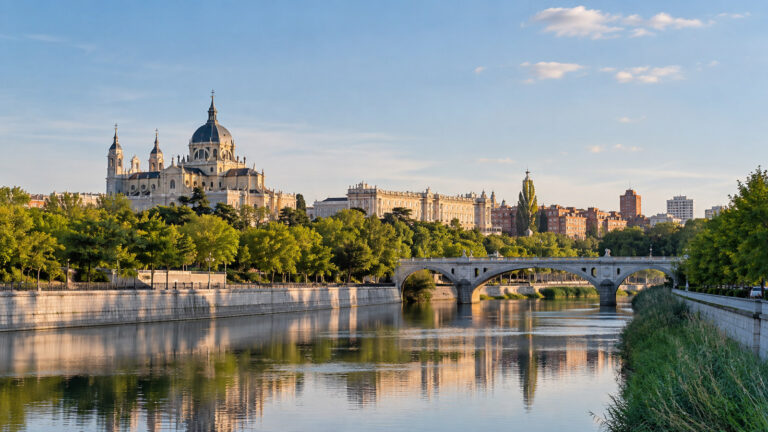 Madrid skyline from the Manzanares River