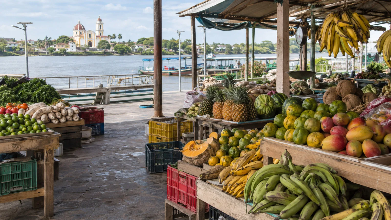Magangué market produce stalls without people