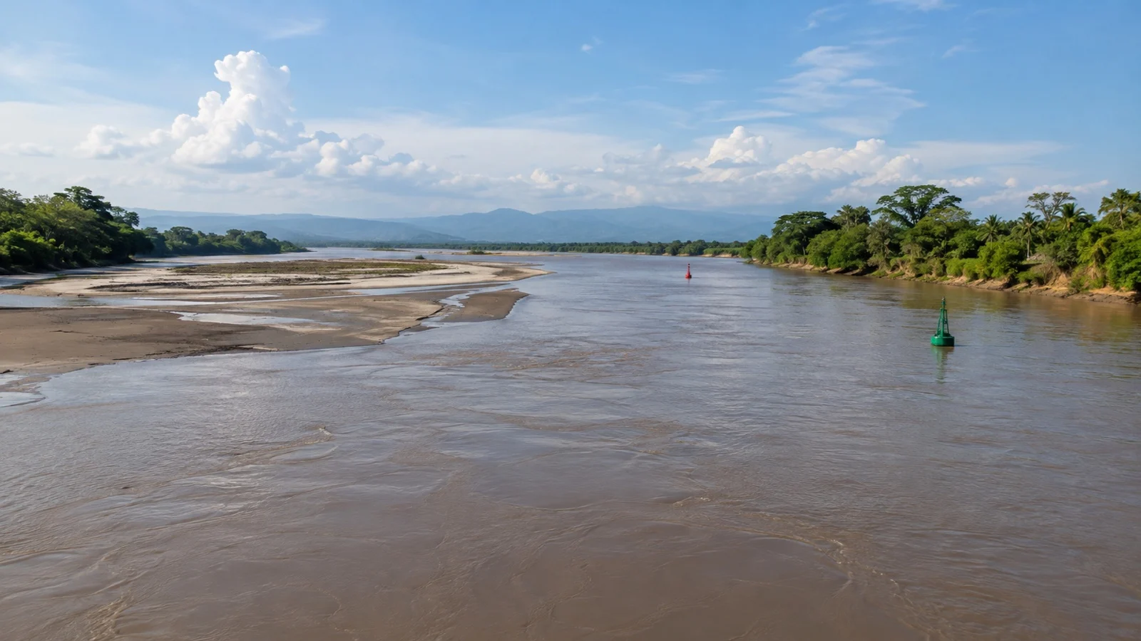 Silty Magdalena River channel and sandbars