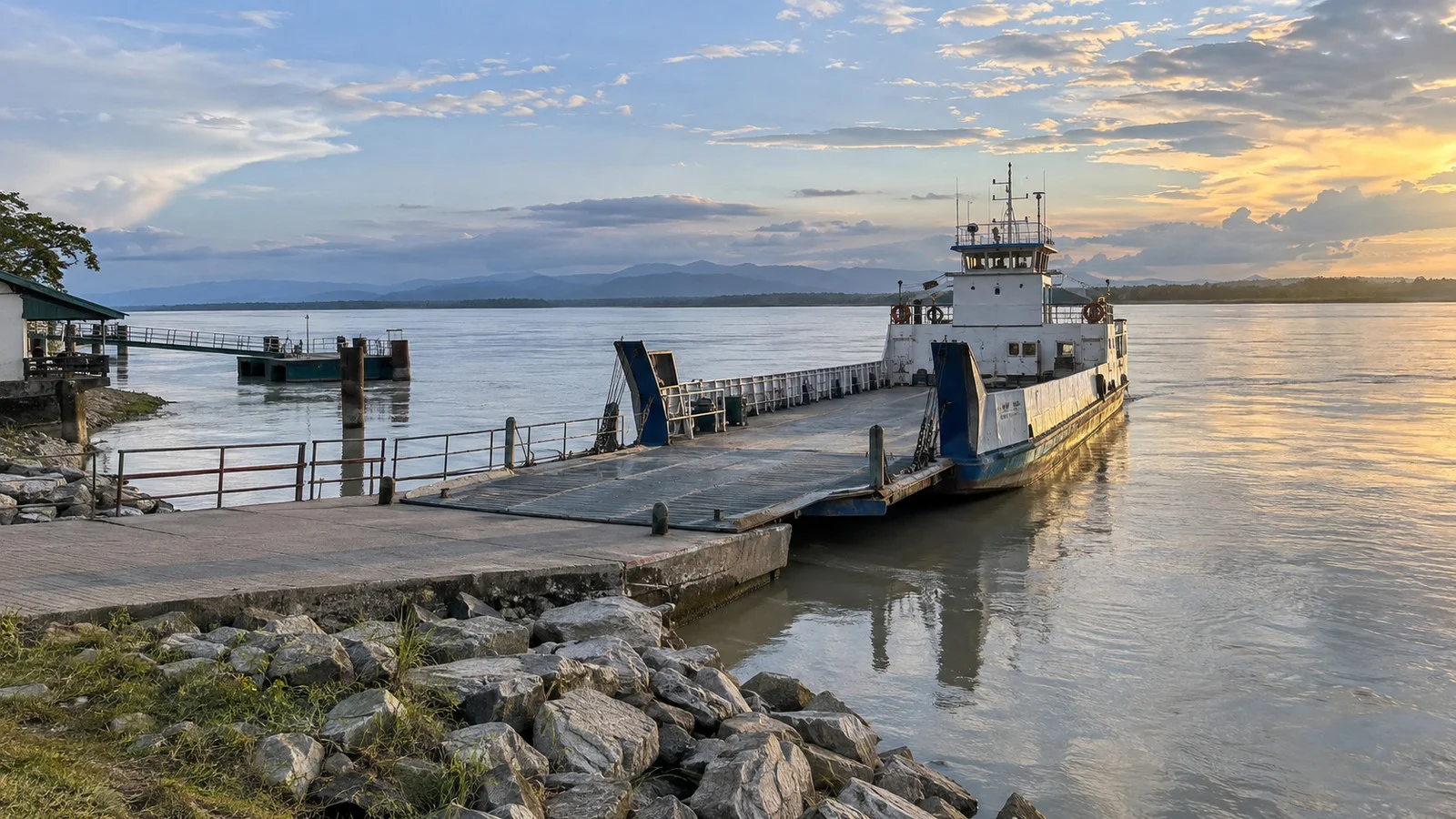 Brahmaputra ferry landing at Nimati Ghat