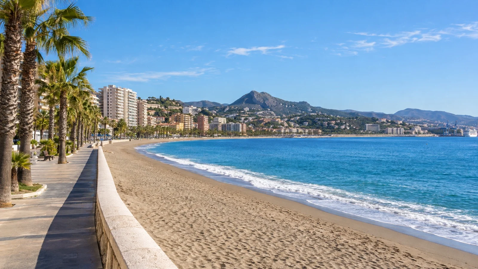 La Malagueta beach near Málaga port