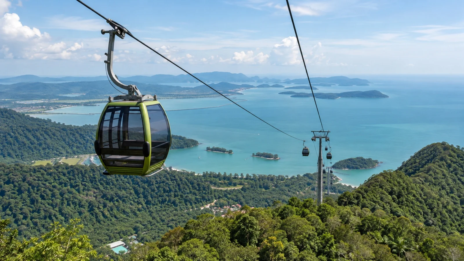 Langkawi SkyCab above rainforest and sea