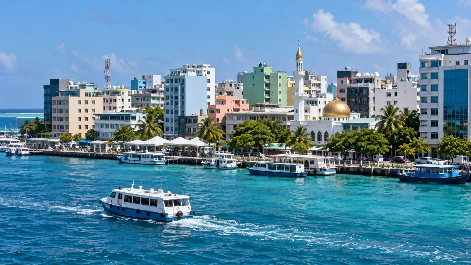 Local boats beside the Malé waterfront