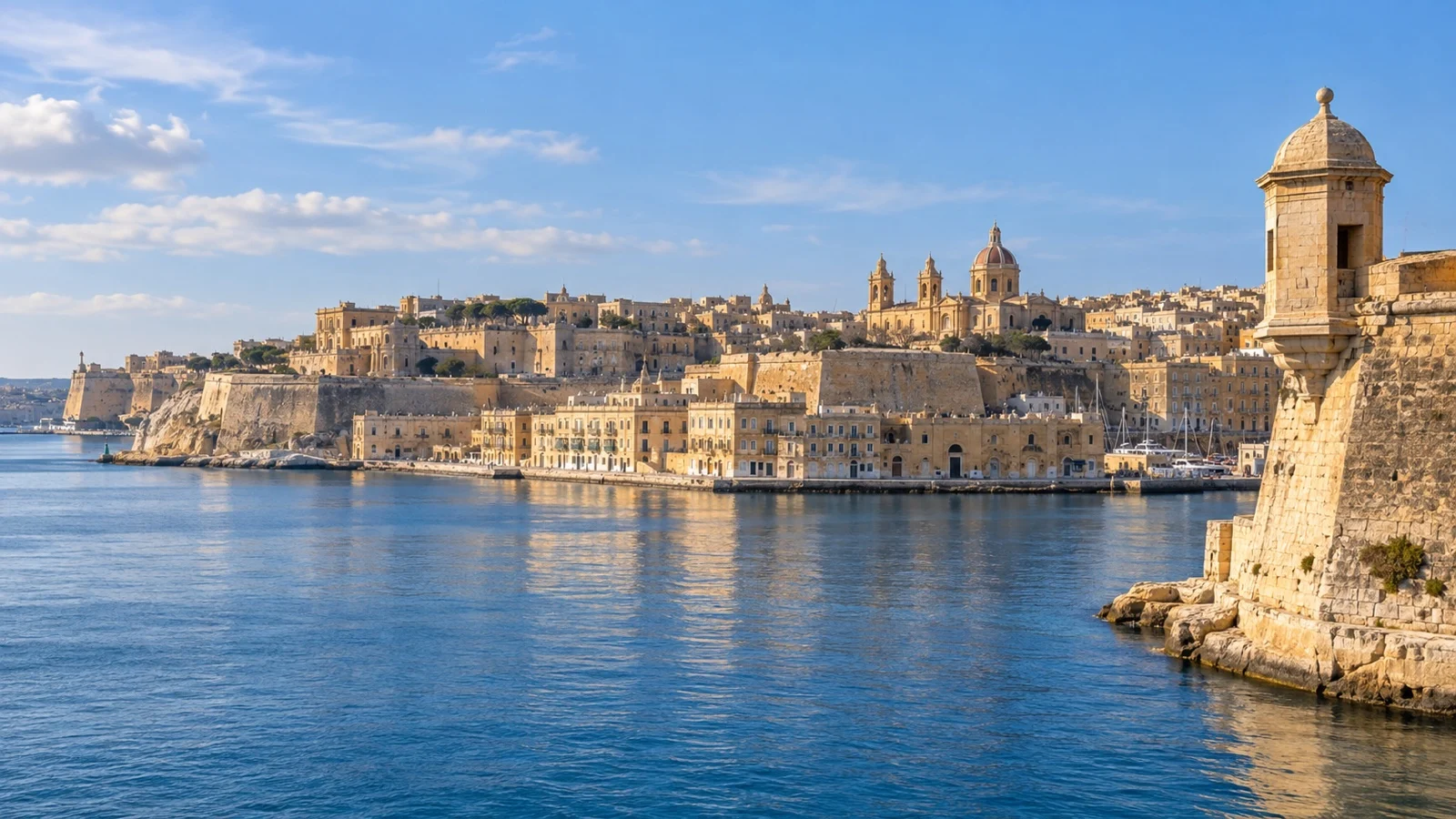 Historic Three Cities waterfront across Malta's Grand Harbour