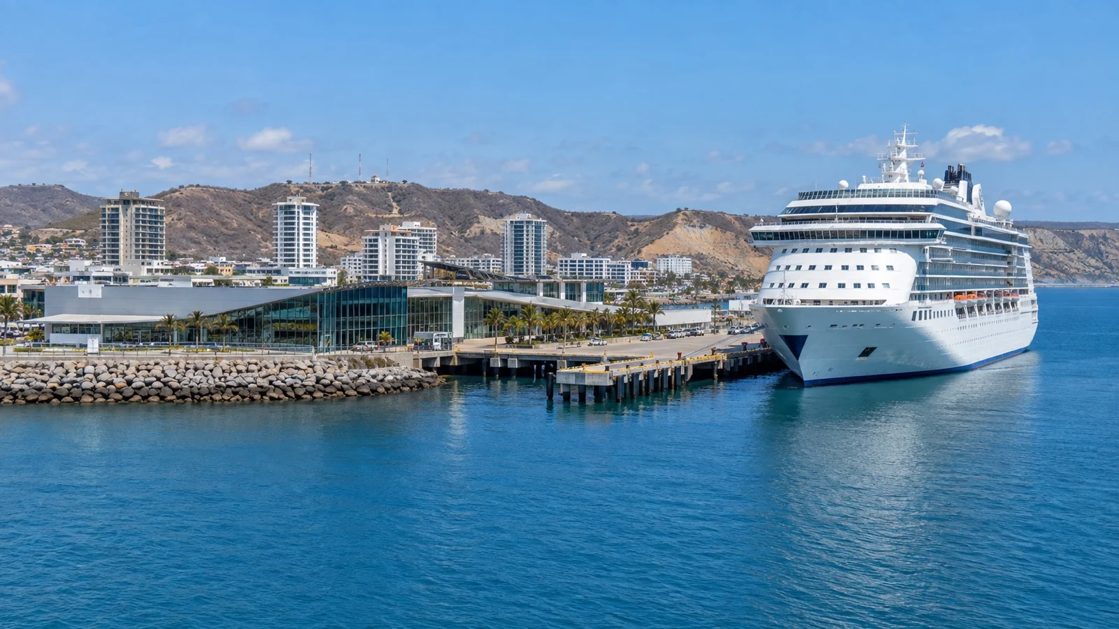 Cruise ship at Manta on Ecuador's Pacific coast