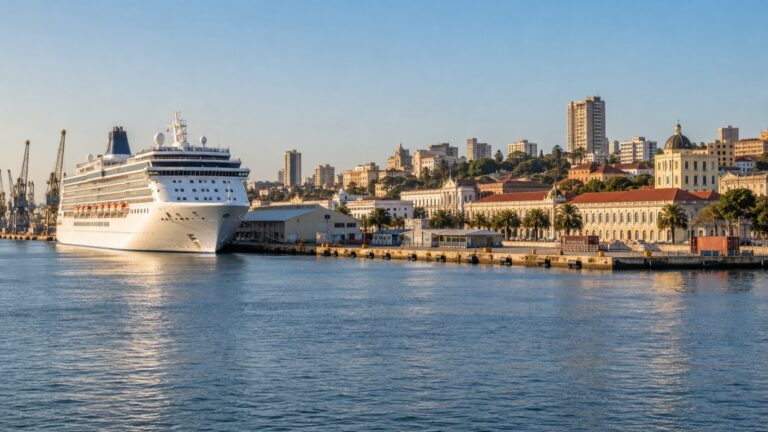 Cruise ship at Maputo harbor in Mozambique