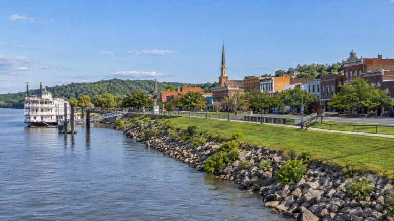 Riverfront and cruise port area at Marietta, Ohio, United States