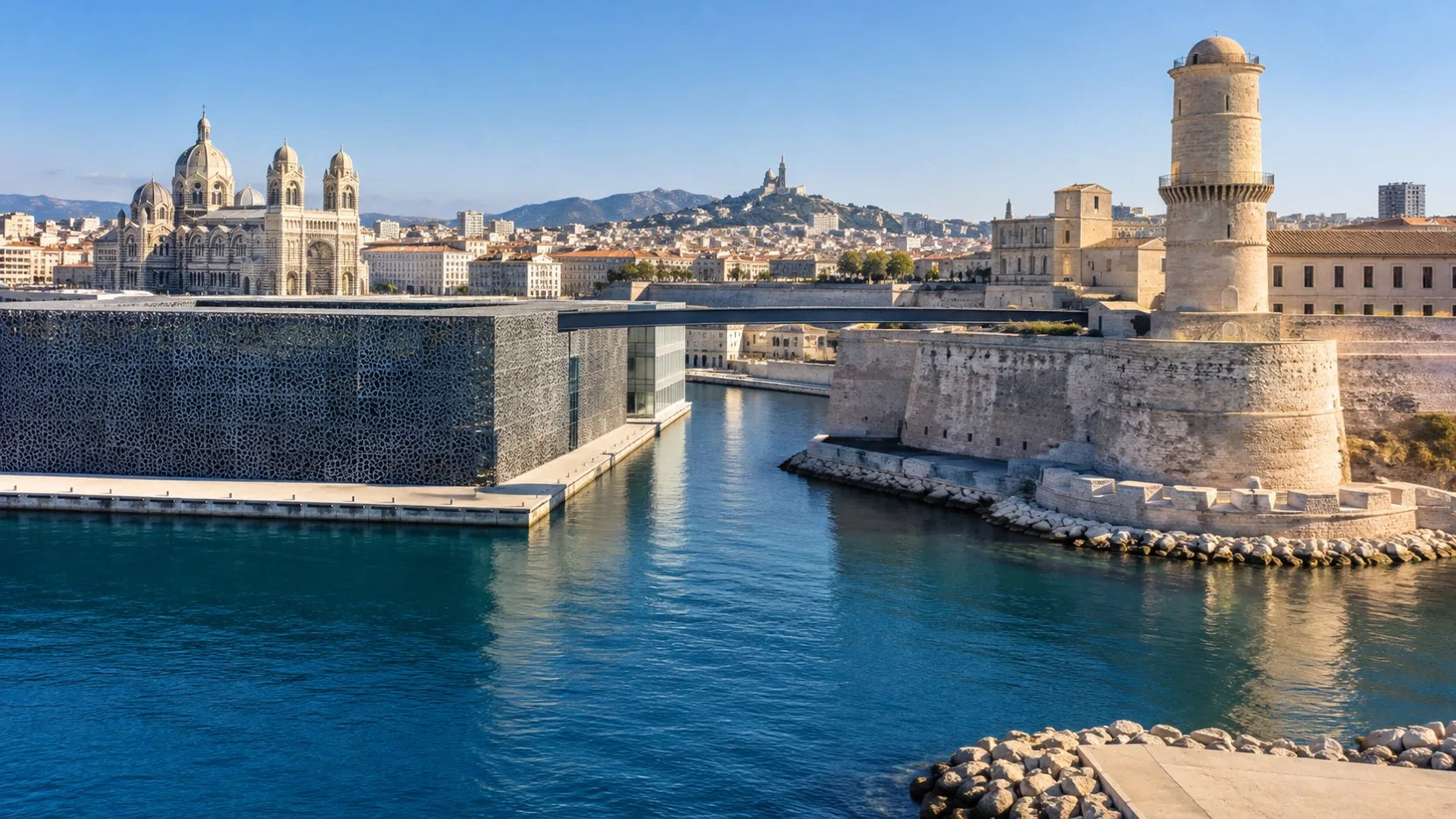 MuCEM and Fort Saint-Jean beside Marseille’s Old Port entrance