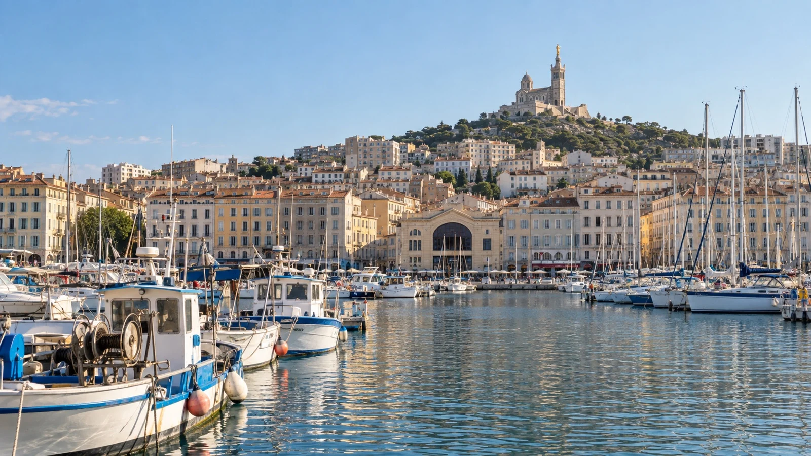 Vieux-Port harbor and boats in Marseille