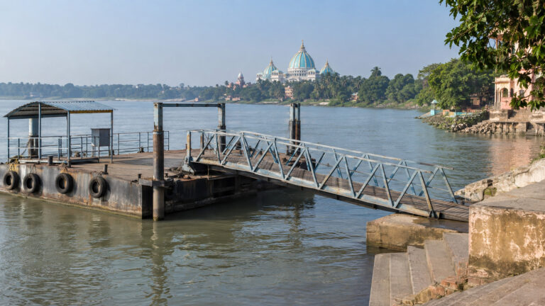Mayapur Ferry Ghat landing and gangway on the Ganges in West Bengal