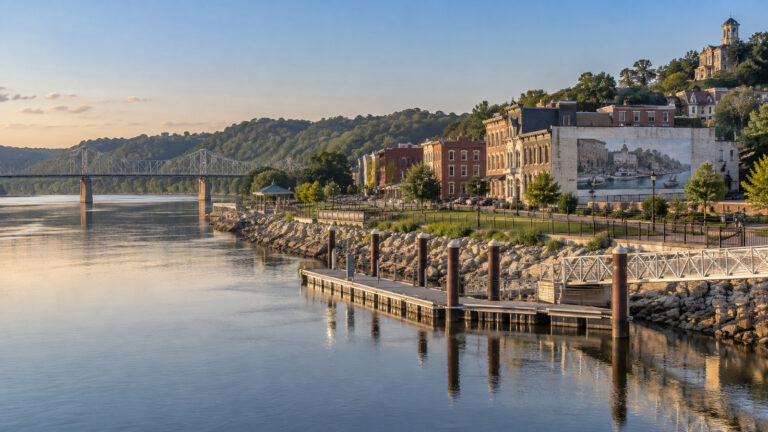 Riverfront and cruise port area at Maysville, Kentucky, United States