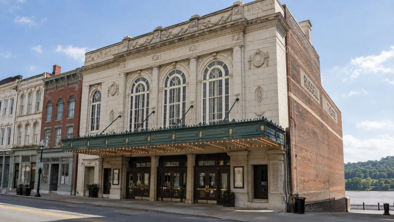 Russell Theatre facade in Maysville