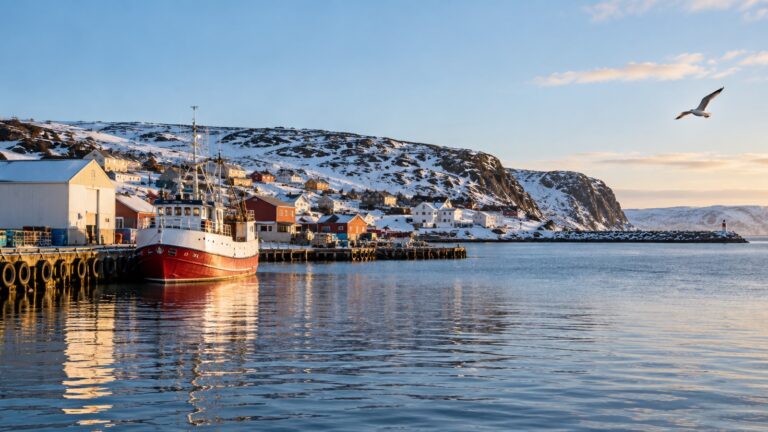 Mehamn fishing harbor and coastal ship quay