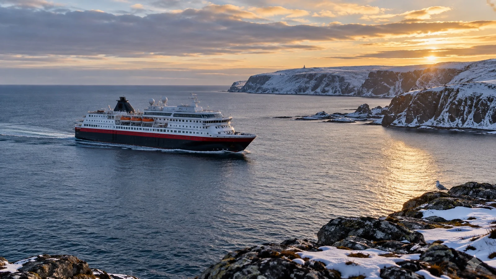 Norwegian coastal express offshore near Mehamn
