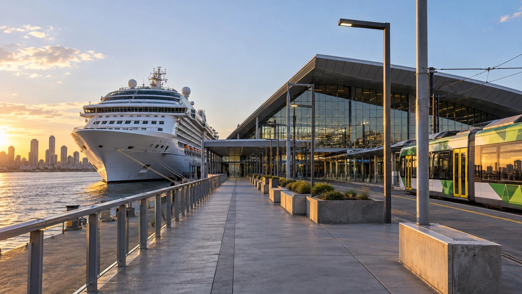 Station Pier cruise terminal and tram stop in Port Melbourne